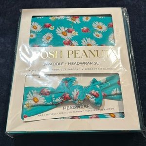 Posh Peanut Ladybug Swaddle and Headwrap Set NIB